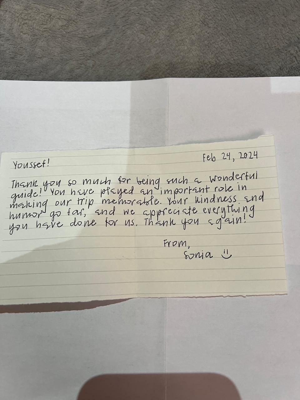 Traveler testimonial