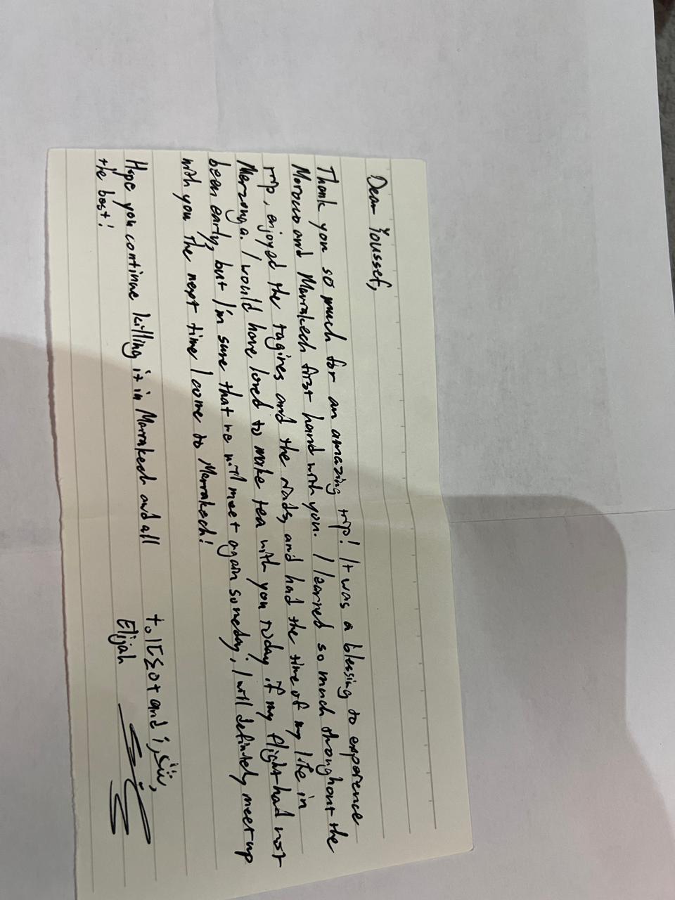 Traveler testimonial