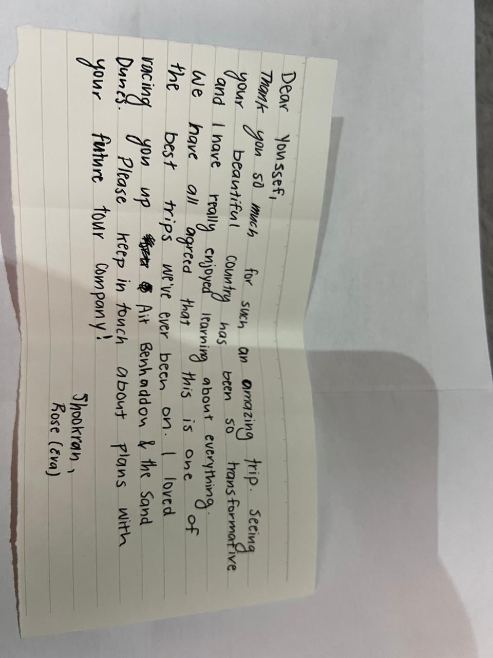 Traveler testimonial